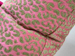 Pink and green Leopard chenille pillow cheetah print velvet cut accent pillow kendrick velvet pink gigi coral