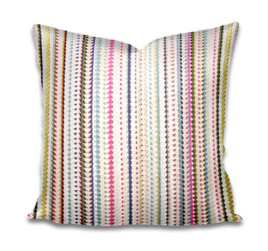 Cut Velvet pillow striped pink blue green yellow pillow confetti stripe velvet pop o color pillow stripes multi color both sides soft smooth