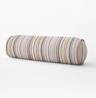 Cut Velvet striped round bolster pillow Confetti velvet pillow pink green blue chartreuse accent pillow stripes pillow greens blues aqua