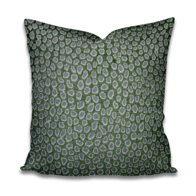 Cut Velvet Leopard chenille pillow green grey feline print velvet cut accent pillow sage green grey tan luxurious thick trinka paloma
