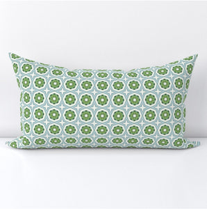 Athens Pillow Blue Green block print Pillow spa blue pillow aqua green print pillow garden pillow luna serendipity green verde fern green