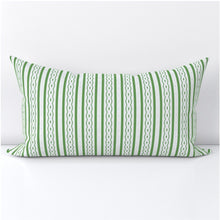 Bombay green stripe pillow block print lettuce green white linen cotton british floral UK pillow green striped block print green blue pillow