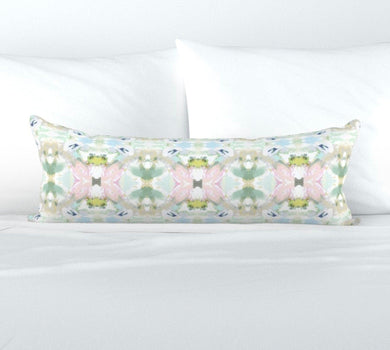 NEW IMMEDIATE SHIP Pink green blue pillow mist blue chartreuse accent pillow chinoiserie pastel design pillow greens pinks aqua lumbar