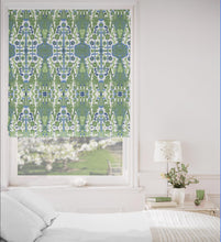 Green Blue Roman Shades CUSTOM size Bombay Kelly Green roman shades ikat kitchen window shades blue green window shades designer my size
