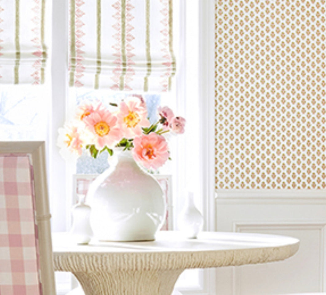 Thibaut Fern Stripe Roman Shade custom sizes all colors linen blush fabric shade curtains trim stripe shade window custom cordless shade