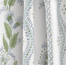 Girls Shower curtain floral stripe green mist blue custom custom fabric shower curtain long 84 96 108 painterly shower curtain aqua shower