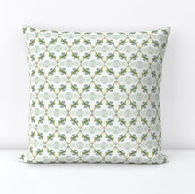 NEW AZALEA LIME lattice round bolster Blue green pillow mist blue chartreuse accent pillow chinoiserie design pillow greens blues aqua