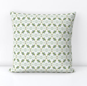 NEW AZALEA LIME lattice round bolster Blue green pillow mist blue chartreuse accent pillow chinoiserie design pillow greens blues aqua