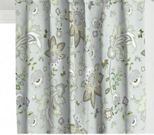 Jacobean curtains mist green aqua curtains floral curtains gray green flower drape curtains custom curtain panel bedroom curtains mist