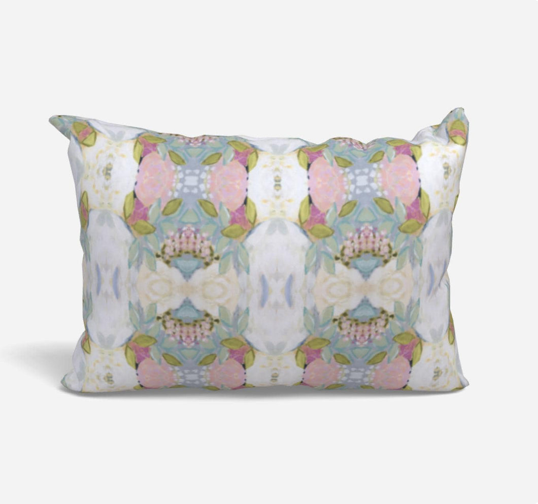 NEW Le Fleur Pink green blue pillow mist blue chartreuse accent pillow dorm pastel design greens pinks lumbar 18x18 22x22 12x24 14x20 soft