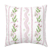 IMMEDIATE SHIP Pink green floral stripe pillow emma stripe Euro 26x26 pink euro pillow 26 inch square bed pillow girls dorm room pink green