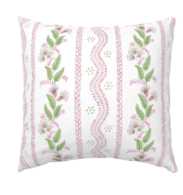 IMMEDIATE SHIP Pink green floral stripe pillow emma stripe Euro 26x26 pink euro pillow 26 inch square bed pillow girls dorm room pink green