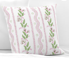 IMMEDIATE SHIP Pink green floral stripe pillow emma stripe Euro 26x26 pink euro pillow 26 inch square bed pillow girls dorm room pink green