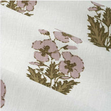 Pretty Lilac Pink Roman Shade pink green fabric roman shade floral block print silk road asian fan lilac window shade kitchen sink shade