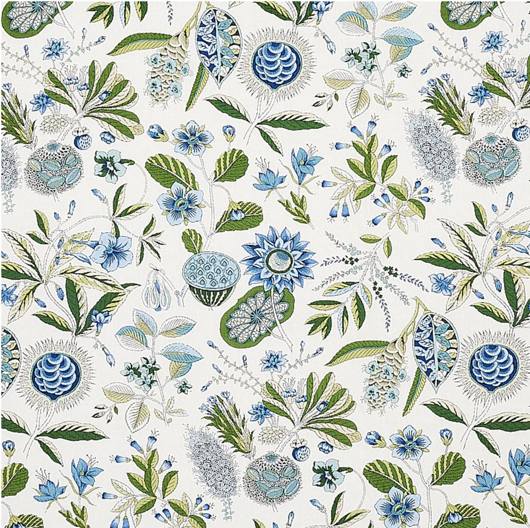 Schumacher Roman shade Roca Redondo roman shade green and white blue window shade bedroom roman blinds window floral roman shades blinds