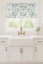 Schumacher Roman shade Roca Redondo roman shade green and white blue window shade bedroom roman blinds window floral roman shades blinds