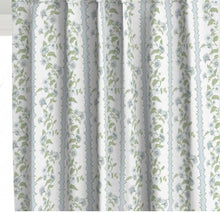 Girls Shower curtain cottage floral stripe heritage country green mist blue custom custom fabric shower curtain long shower curtain aqua