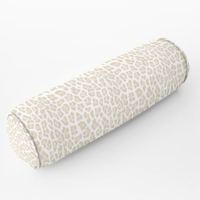 Long lumbar leopard print neutral Bed bolster round bolster cheetah natural cream long bolster bed lumbar pillow long lumbar pillow chenille