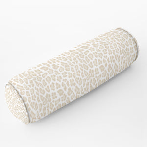 Long lumbar leopard print neutral Bed bolster round bolster cheetah natural cream long bolster bed lumbar pillow long lumbar pillow chenille
