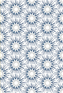Removable Wallpaper MADE IN USA Peel & Stick Self Adhesive Temporary Blue and white Painted Designer wall paper Powder Room Bath Hexagon