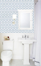 Removable Wallpaper MADE IN USA Peel & Stick Self Adhesive Temporary Blue and white Painted Designer wall paper Powder Room Bath Hexagon