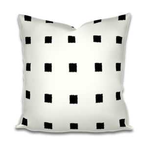 Black Squares on Ivory Linen Throw Pillow Cream Black and White pillow geometric Lumbar hollywood regency modern pillow chic custom size