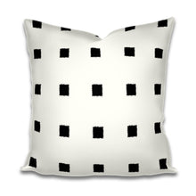 QUICK SHIP Black Squares on Ivory Linen Throw Pillow Cream Black and White pillow geometric Lumbar hollywood regency modern pillow chic size