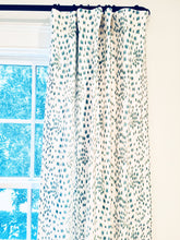 Brunschwig & Fils curtains Les Touches curtains dalmatian print curtains custom designer curtain panel pleated extra long x long blue black