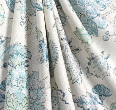 Jacobean curtains pale blue curtains floral curtains light blue flower drape curtains custom curtain panel pleated grommet bedroom curtains