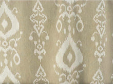 Ikat curtains beige or gray custom curtains neutral curtains tan extra wide extra long curtain panel pleated grommet clip ring damask grey