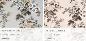 Schumacher curtains Pyne Hollyhock curtains floral print curtains custom designer curtain panel pleated grey floral blue white drapes blush