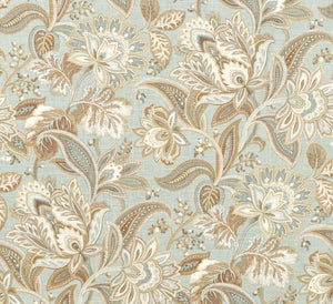 Jacobean curtains beige aqua gold curtains floral curtains gray blue flower drape curtains custom curtain panel pleated bedroom curtains tan