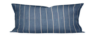 Indigo Stripe Lumbar Pillow Cover Thin stripe indigo pillow Lumbar, blue white stripe, indigo pillow cream stripe, boho pillow striped blue