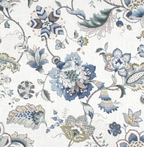 Jacobean curtains blues curtains large floral curtains flower drape curtains custom curtain panel pleated grommet clip ring damask blue navy