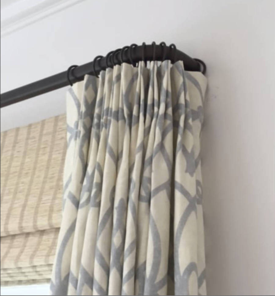 JLLHOME French Return Curtain Rod CUSTOM CUT Round iron curtain rod french curved return rod black Curtain Rod hardware iron rod curtains curved end