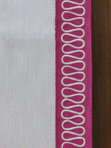 Pink trim curtains white linen modern trim tape curtains with trim custom wide curtains long curtains with trim Nursery curtains fuchsia