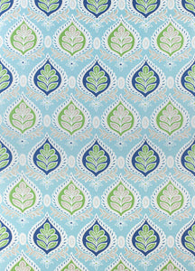 BLUE Green curtains blue ikat curtains THIBAUT curtains curtain panels light blue and white drapes lotus curtains flower l