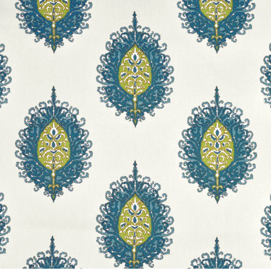 Blue green curtains Medallion curtains One Room Challenge curtains blogger curtains block print curtains paisley curtains custom sizes long