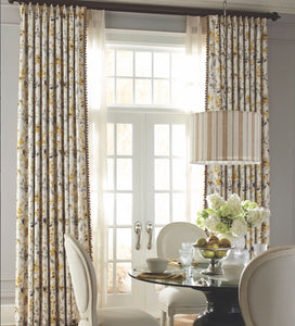 Modern farmhouse curtains grey floral curtains with yellow drapes curtains custom curtain panels grey curtains extra long curtains wide