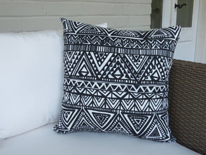 SALE Outdoor lumbar pillow black white outdoor pillow mudcloth pillow outdoor porch swing pillow tribal lumbar pillow outdoor fabric black