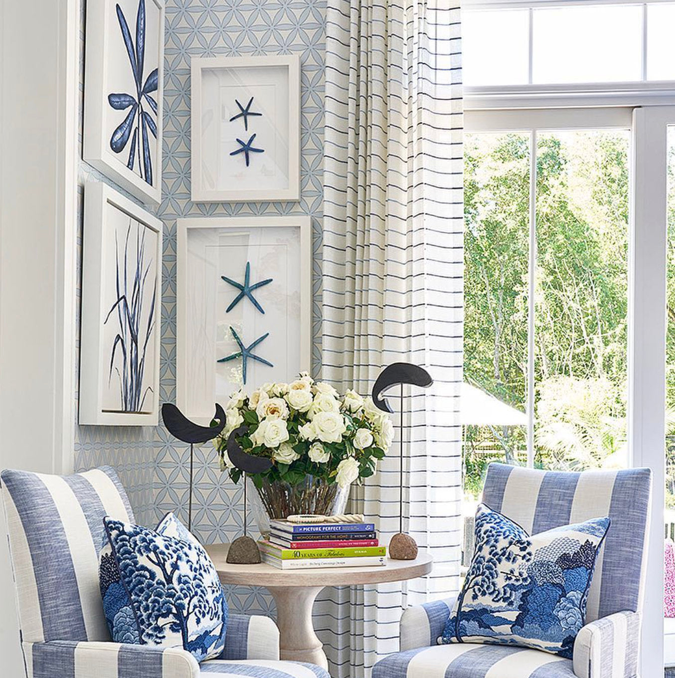Blue And White Striped Curtains Linen Ds D Jll Home