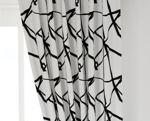 Black white lines curtains ribbon curtains black white curtains geometric channels curtains boho curtains modern curtains black linear white