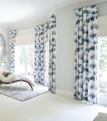 Blue white curtains navy white drapes curtain panels watercolor print blues and white curtains paint stroke romo villanova extra long drapes