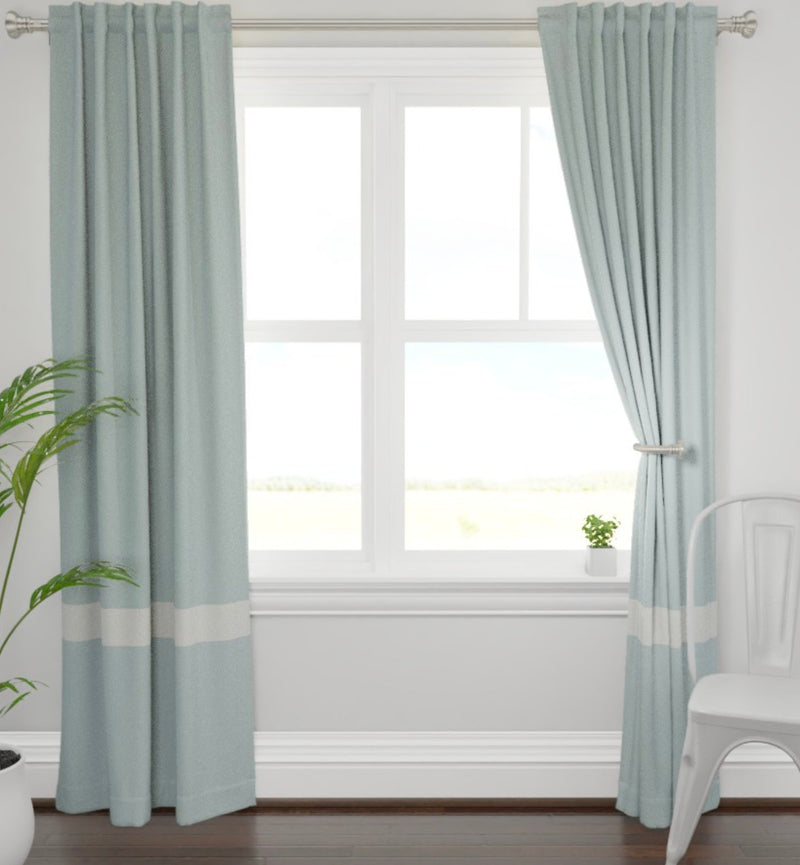 Pale Aqua Blue Curtains With Ivory