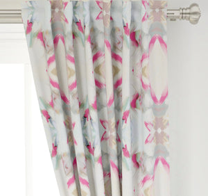 Pink Curtains blue green beige curtains painterly print curtains abstract print nursery curtains blogger curtains brush stroke fabric girls