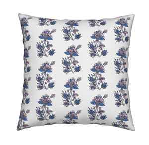 French blue and blush floral pillow indian flower pillow french blue and pink floral pillow santorini blue pillow cover french floral pillow