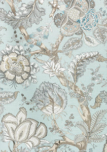 Robins Egg Blue Curtains Thibaut Curtains Large Floral curtains thibaut drapes drapery extra long custom size extra wide jacobean drape