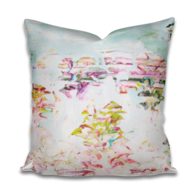Pleasure gardens bloom Pillow cover painterly fabric jessica zoob pillow cover pillow with pink aqua green chartreuse violet romo pillow