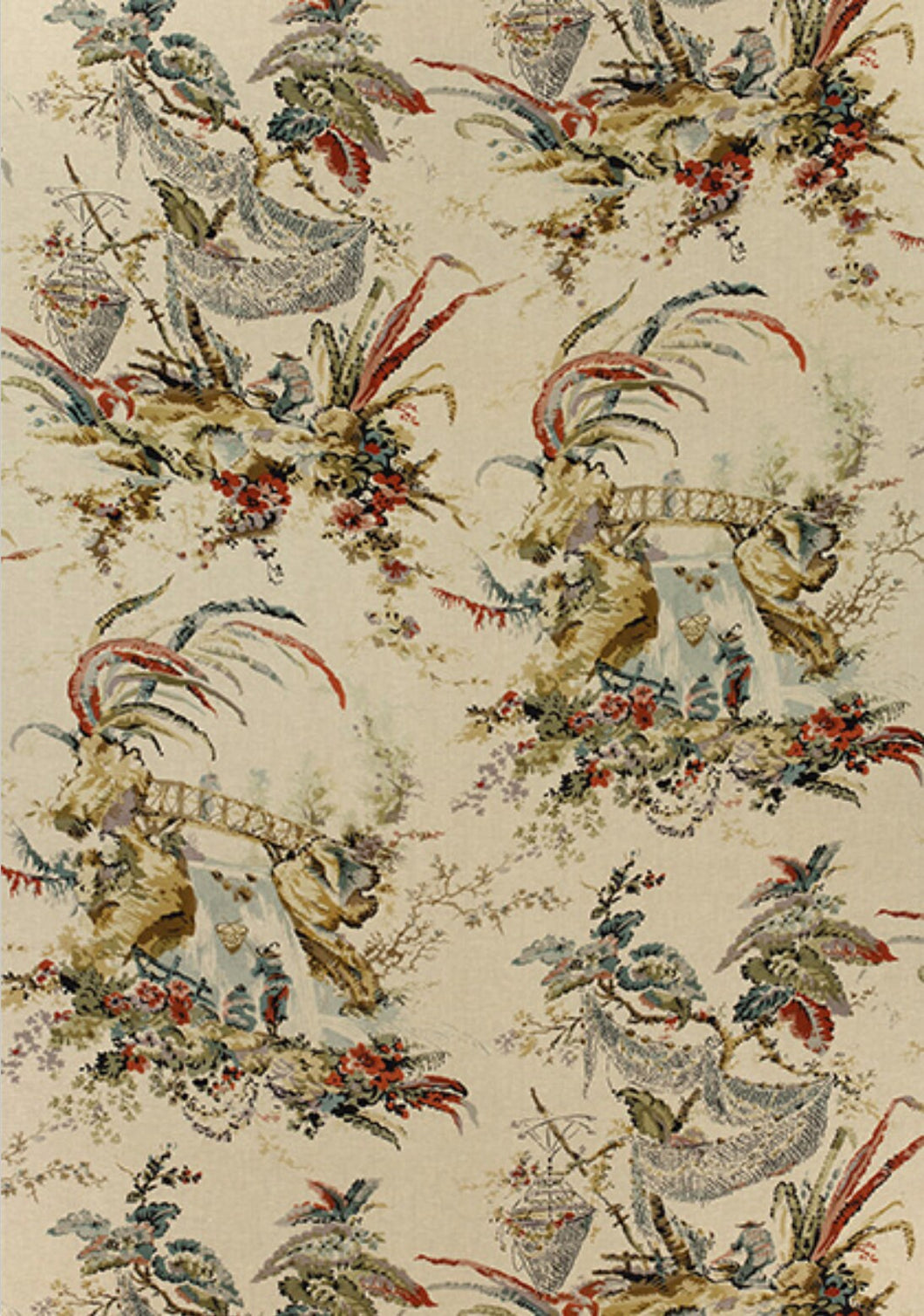 THIBAUT MOOREA ANTIQUE fabric .92 yards Antique colorway thibaut fabric by the yard remnant beige chinoiserie tan fabric thibaut