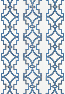 Blue trellis curtains blue lattice curtains blue embroidered curtains regal drapes blue white Thibaut Curtains Songyue embroidery drapes